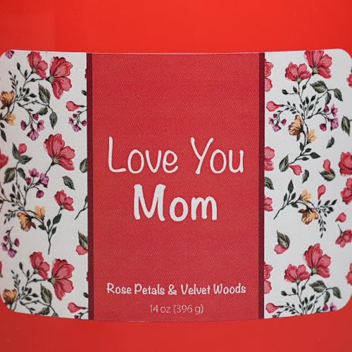 Colonial Candle Love You Mom Candle, 14 oz Rose Petals & Velvet Woods Scented, 3 Wick - Mothers Day Gifts for Mom, Made in the USA - color: Love You Mom