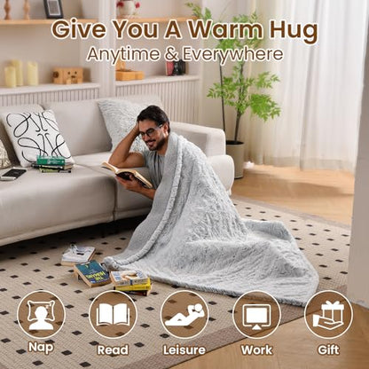 Bearhug Heated Blanket 6 Heat Settings Electric Blanket, 4-Hour Auto Shut-Off, Luxurious Faux Fur & Sherpa Dual-Sided Heated Throw, Machine Washable, 50 x 60 Inches, Gift-Ready Elegant Packaging - color: Dreamy Milky Way, size: Throw 50" x 60"