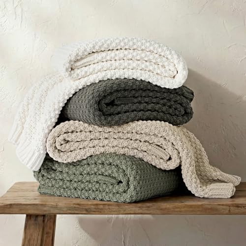 EVERGRACEHOME Chunky Chenille Knit Throw Blanket, 50 x 60, Charcoal Gray | Sculpted Moss Stitch, Chic Modern Farmhouse, All-Season Warmth, OEKO-TEX® Certified, Elegant Blanket for Couch, Bed, Sofa - color: Charcoal Gray, size: 50" X 60"
