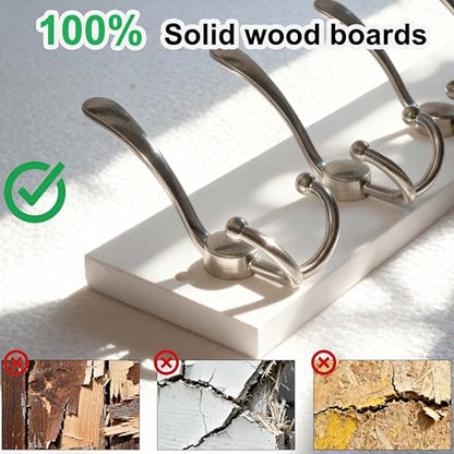 SKOLOO Creations White Solid Wood Wall Mounted Coat Rack, 10 Hooks, 38-1/8" Long - Kitchen, Mudroom, Entryway, Bathroom - Includes Mounting Hardware, Wall Coat Hanger, Towel Rack - color: Matte White Plates & Nickel Hook, size: 1 Item-10 Hooks