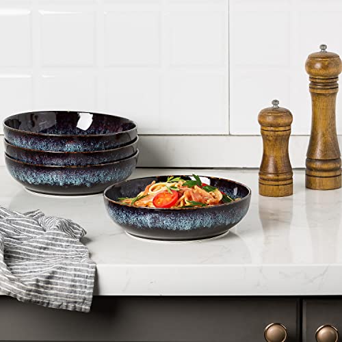 30oz Ceramic bowls set of 4-8" serving bowls for Kitchen,Pasta,Salad-Dishwasher & Microwave Safe Perfect for Housewarming, Thanksgiving, Christmas-Speckled Bluish Purple - color: Speckled Bluish Purple
