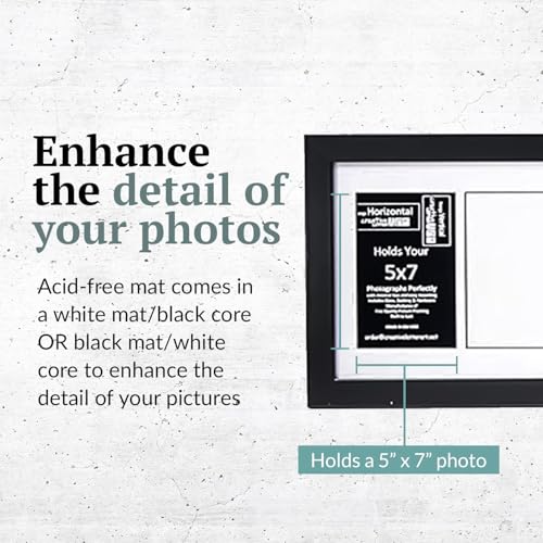 Creative Letter Art 7 Opening Glass Face Black Picture Frame to hold 5 by 7 inch Photographs including 10x40-inch White Mat Collage - color: 7 opening, size: Black w/ White