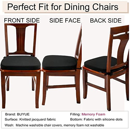 BUYUE Luxury 100% Pure Memory Foam Chair Cushion 1 Pack, Jacquard 16" U-Shape Comfortable Dining Chair Pad, Removable Slip Resistant Kitchen Chair Seat Cushion, (1 piece, Black) - color: Black