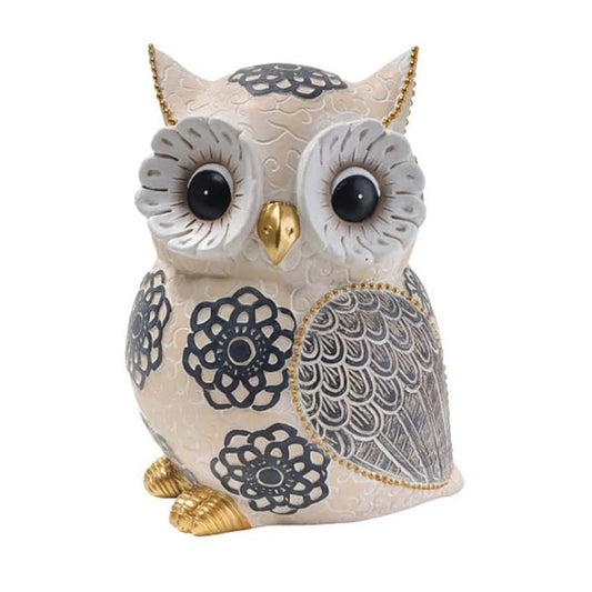 Oinas Cute White Owl Statue & Figurines for Home Decor - Adorable Gifts for Owl Lovers - color: Flower-owl