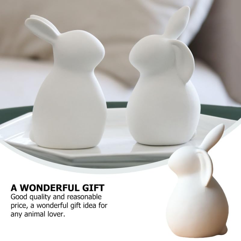 Abaodam 2Pcs Ceramic Bunny Figurines White Rabbit Home Decor Easter Decor | Ceramic White Rabbit for Christmas, Thanksgiving, Easter Couple Rabbits, Porcelain Modern Art Home Decoration, Wedding Crafts