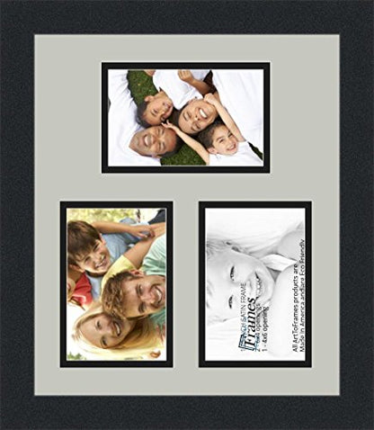ArtToFrames Collage Photo Frame Double Mat with 3-4x6 Openings and Satin Black Frame - color: Candlewick, size: 3 - 4x6