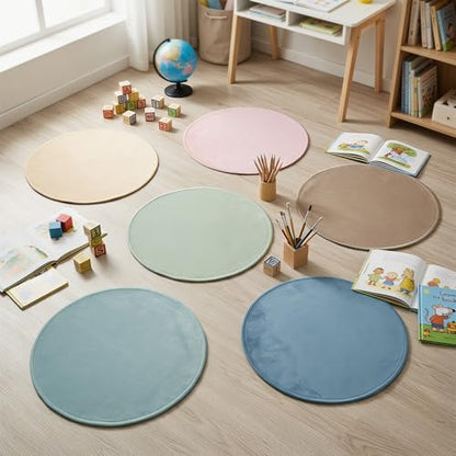 6Pcs Boho Carpet Circle Seats for Classroom Decor 16 Inch Back to School Non Slip Floor Mat Boho Round Classroom Rug Educational Floor Seating Carpet for Preschool Kindergarten Learning Playing Areas