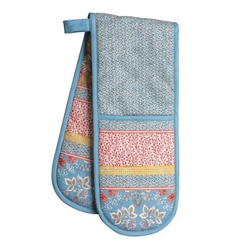 Maison d' Hermine Double Oven Mitts 100% Cotton Double Oven Glove (7"x35") | Heat Resistant BBQ Cooking Gloves with Loop Baking Grilling Kitchen Hotel Home Farmhouse Spring Summer - Marquise - color: 001 - Marquise, size: 7" x 35" (Double Oven Mitt)