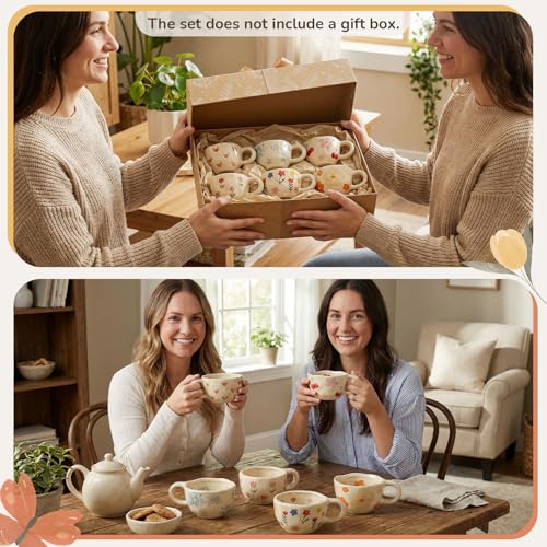 Maxdot 12oz Ceramic Coffee Mugs, Glazing Process Coffee Cup,6 Pcs,Cute - style: Cute