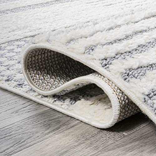 JONATHAN Y Geometric High-Low Cream/Gray Indoor Area Rug 5X8 ft, Kerstin for Living Room, Bedroom, Kitchen, Office, Easy-Cleaning, High Traffic, Pet-Friendly, Non-Shedding SNT100A-5 - size: 5'3" x 7'7" (Rectangular)