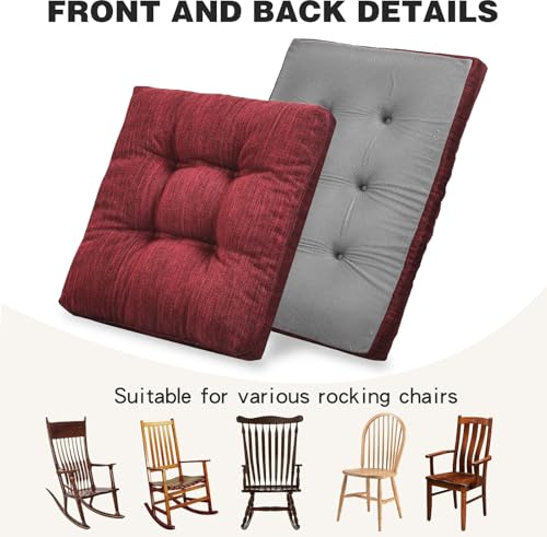 baibu Patented Dual-Layer Rocking Chair Cushion Set, 19.5 x 19.5 in, Red | Two-piece memory foam seat and back cushion set with secure ties and a non-slip bottom for indoor rocking chairs. - color: Red
