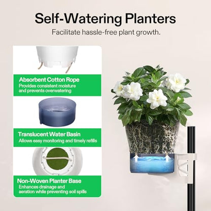 VIVOSUN Metal Plant Stand, 6-Tier Vertical Planter Tower with Self-Watering | Modular Shelf for Indoor & Outdoor Use - size: 6-Tier-White