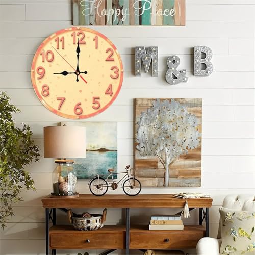 Minimalist Warm-Toned Numerals Farmhouse Wooden Wall Clock 25cm*25cm