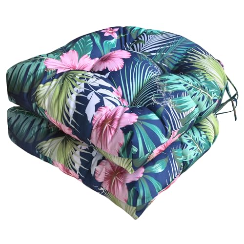 Gnostik 2 Pcs 18.6"X18.6" Outdoor Indoor Waterproof Rocking Chair Cushion Replacement Cushion Tufted Outdoor Chair Cushions for Patio Garden Furniture, Pink Floral - color: Floral Pink