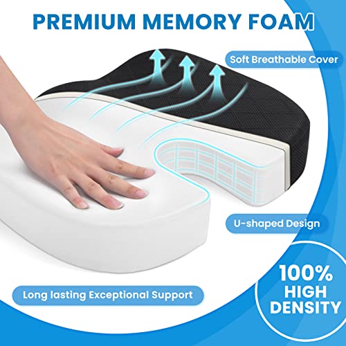 Seat Cushion, Office Chair Cushions, Car Seat Cushion, Non-Slip Sciatica & Back Coccyx Tailbone Pain Relief Chair Pad for Computer Desk, Wheelchair, Driving (Black, X-Large) - color: Black, size: X-Large