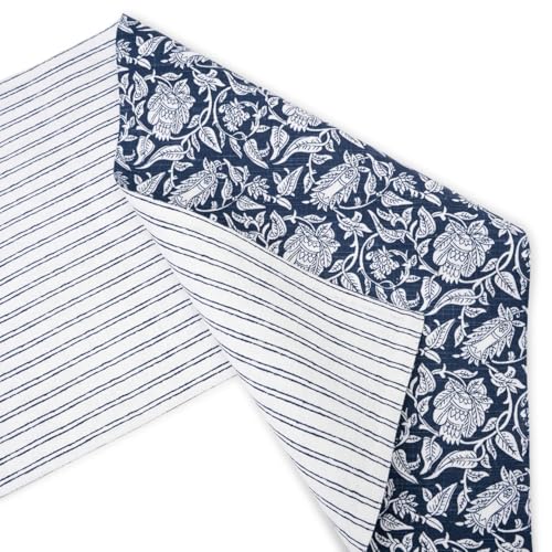 100% Cotton Table Runner 72x13 Inch, Reversible Printed Table Runner, Durable & Elegant for Dining Table, Wedding, Restaurant, Oeko-TEX Certified - Blue - color: Floral Printed Blue