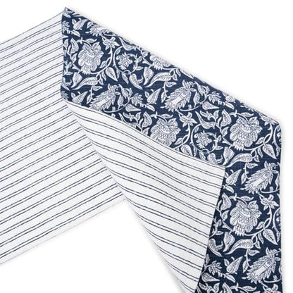 100% Cotton Table Runner 72x13 Inch, Reversible Printed Table Runner, Durable & Elegant for Dining Table, Wedding, Restaurant, Oeko-TEX Certified - Blue - color: Floral Printed Blue