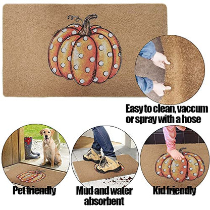 FGSS Fall-Pumpkin Thanksgiving Welcome-Door-Mats Holiday-Doormats - color: Pumpkin