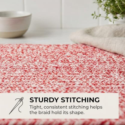 Super Area Rugs Farmhouse Braided Rug Cotton Kitchen Reversible Carpet, Red & White, 2' X 3' Rectangle - color: Red & White, size: 2' x 3' (Rectangular)