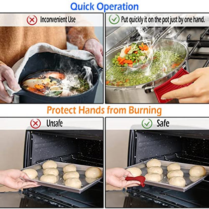 2 Pair Cast Iron Pot Assist Handle Covers with High Heat Resistance, Anti-slip Silicone skillet handle cover for Any Frying Cast Iron Skillet Metal Pan, Washable Reusable Rubber Pot Holder Sleeves Red - size: Red-4 Pack