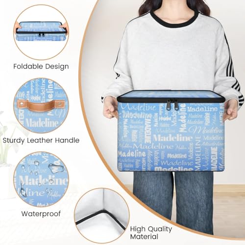 Custom Storage Basket with Name, Personalized Keepsake Box,Blue | Foldable Fabric Gradient Large Memory Bin with Handle Lid Lightweight Waterproof Dustproof, 14"L x 10.2"W x 10.4"H - color: Option 24
