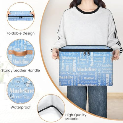 Custom Storage Basket with Name, Personalized Keepsake Box,Blue | Foldable Fabric Gradient Large Memory Bin with Handle Lid Lightweight Waterproof Dustproof, 14"L x 10.2"W x 10.4"H - color: Option 24
