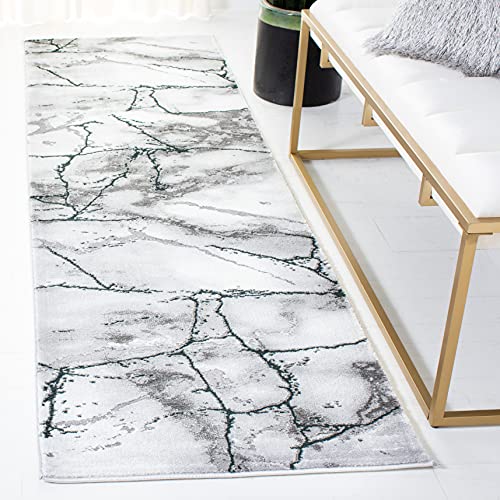 SAFAVIEH Craft Collection Runner Rug - 2'3" x 6', Grey & Green, Modern Abstract Design, Non-Shedding & Easy Care, Ideal for High Traffic Areas in Living Room, Bedroom (CFT877Y) - color: Grey/Green, size: 2'3" x 6' (Runner)