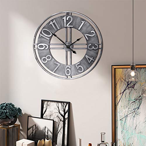 30 inch Large Wall Clock Decorative Solid Metal Retro Decor for Home Farmhouse Living Room - size: 30 inch