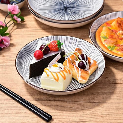 8" Ceramic Dinner Plate - Porcelain Dinnerware - Kitchen & Dining Tableware - Set of 4 (XT) - color: XT
