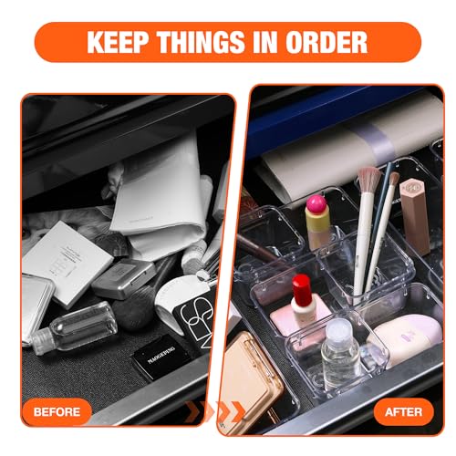 ValueMax 9PCS Clear Drawer Organizer Set with Non-Slip Pads, 3 Sizes | Clear PET Drawer Organizers, Non-Slip Pads, Stackable Design, 3 Sizes for Neat Customizable Storage