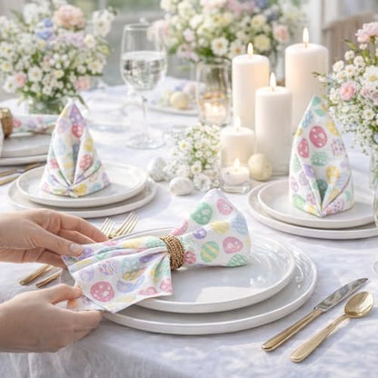 Urban Villa Cloth Napkins Cotton 20x20 (Set of 12) Egg Print - color: 006 Easter Print, size: 20" x 20" (Set of 12)