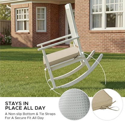 Outdoor Chair Cushions, Fade-Resistant & Water-Resistant, D Shaped Patio Furniture Seat Chair Pads Replacement with Ties, Non-Slip Bottom, Removable Cover, Set of 4, 17 x 16 Inch, Natural - color: Natural, size: 17" x 16" 4 Pack