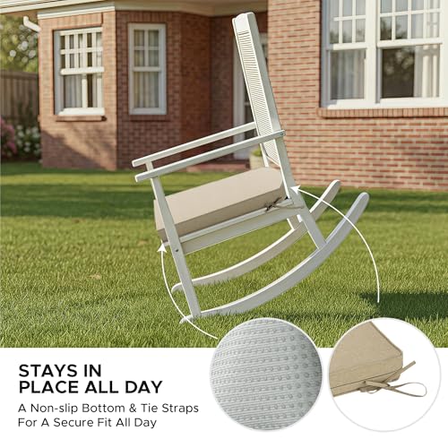 Outdoor Chair Cushions, Fade-Resistant & Water-Resistant, D Shaped Patio Furniture Seat Chair Pads Replacement with Ties, Non-Slip Bottom, Removable Cover, Set of 4, 19 x 19 Inch, Natural - color: Natural, size: 19" x 19" 4 Pack