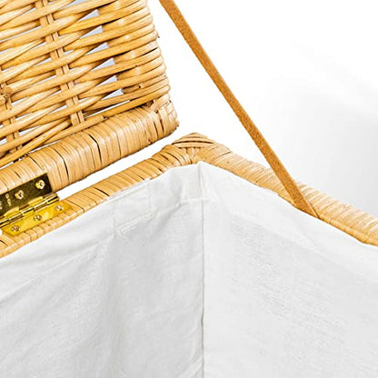 The Basket Lady Deep Wicker Storage Trunk, L, Sandstone | Outside: 24" L x 17" W x 17.5" H | Inside: 22”L x 15”W x 15”H - Handcrafted by artisans from natural rattan - color: Sandstone, size: L