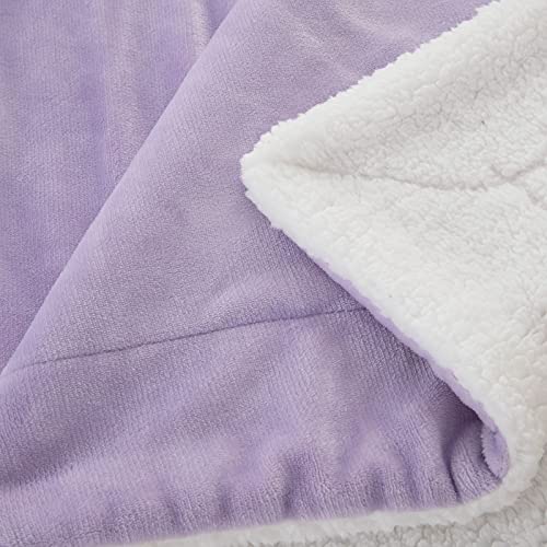 Sherpa Fleece Throw Blanket, Lilac, 50x60 inches | Double-Sided Super Soft Luxurious Plush Blanket Throw Size - color: Lilac, size: 50"×60"