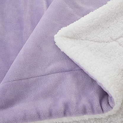 Sherpa Fleece Throw Blanket, Lilac, 50x60 inches | Double-Sided Super Soft Luxurious Plush Blanket Throw Size - color: Lilac, size: 50"×60"