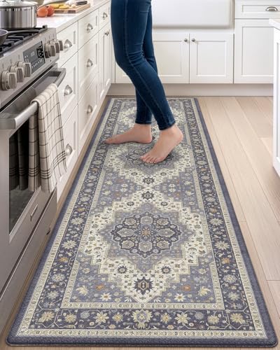 DEXI Kitchen Floor Mats Cushioned Anti Fatigue Runner Rug 23x86 Dark Grey | Soft Comfort Memory Foam, Easy Care, Waterproof, Standing Padded for Front Sink Laundry Office Farmhouse - color: Dark Grey, size: 86"L x 23"W x 0.4"Th