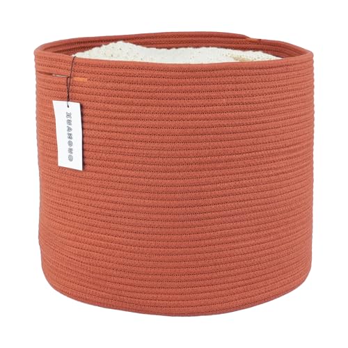 XUANGUO Cotton Rope Basket For Girls Boys Kids 16”X14” rustic | Baby Laundry Baskets, Blanket Basket, Nursery Bin; Round Woven Basket Organizer for Toy Storage, Blankets, Shoes and Clothes - color: rustic