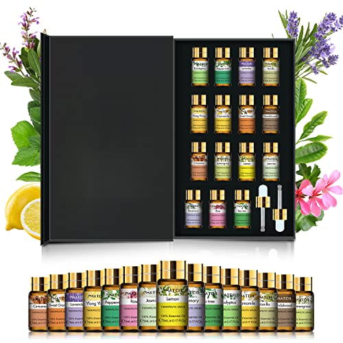PHATOIL Essential Oils Gift Set, Aromatherapy Oil for Diffuser, Skin Care | 100% Natural and Pure, Ideal for Massage, Humidifier, Home, DIY Candle Soap Making, 15 x 5ml