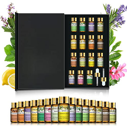 PHATOIL Essential Oils Gift Set, Aromatherapy Oil for Diffuser, Skin Care | 100% Natural and Pure, Ideal for Massage, Humidifier, Home, DIY Candle Soap Making, 15 x 5ml