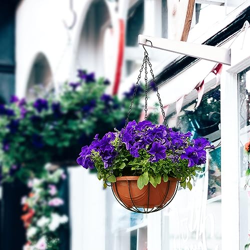 12 Pcs 15.7 inch Hanging Basket Chains 3 Point with Hooks, Black | Flower Pot Chains for Hanging Baskets, Plant Hanger Replacement Chain for Planters, Garden, Bird Feeders, Indoor & Outside