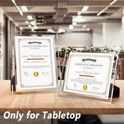 Hoikwo 8.5 by 11 Picture Frames, 12 Packs 8.5x11 Silver Glass Certificate Frames for 8.5 x 11 Document Diploma Award, Only for Tabletop Display Vertically or Horizontally - size: 8.5x11-12 Frames