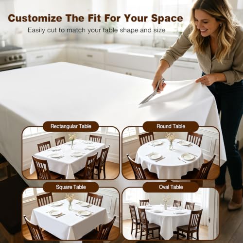 Table Protector Pad for Dining Room Table, Waterproof Heavy Duty Table Pad Under Tablecloth with Flannel Backing, Heat Resistant Non Slip Vinyl Table Cover Protector, Cut to Fit Rectangle 90 x 54 Inch - size: 90"x54"(Rectangular)