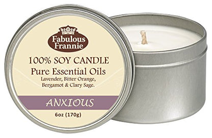 Fabulous Frannie Aromatherapy Soy Candle Holiday Gift Set Includes 6oz De-Stress, 6oz Anxious and 6oz Lavender Made with Pure Essential Oils (De-Stress)