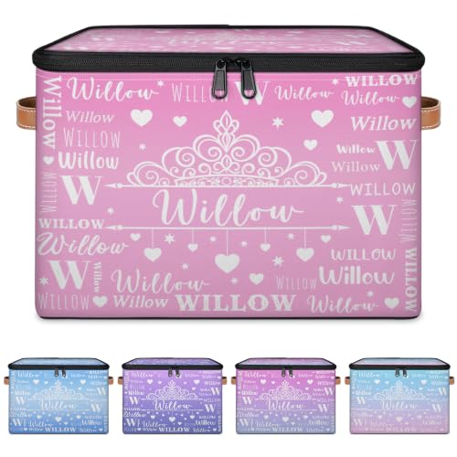 Custom Crown Keepsake Box with Name, Personalized Memory Box | Storage Bin Basket Gift for Girls Women Sturdy Lightweight Foldable Organizer with Handle - color: Option 14
