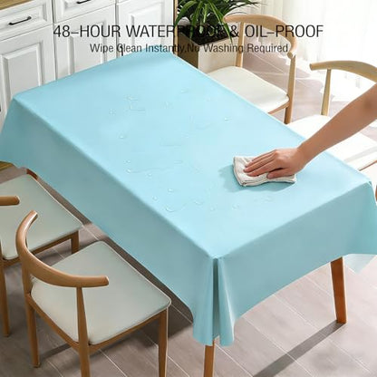PVC Tablecloth Waterproof Rectangle Table Cloth, Oil Proof & 185°F Heat Resistant Wipeable Cover, Heavy Duty Non for Kitchen Dining Camping Festivities (70"x55") (Blue Water) - color: Blue Water