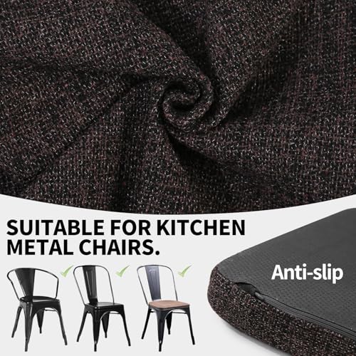 SINOSSO Memory Foam 14" Metal Chair Cushions 4 Pcs, Modern Interwoven Style Magnetic Chair Pads for Dining Kitchen Cafe Bistro Stackable Chair (U-Shape, Dark Brown, 4) - color: Dark Brown