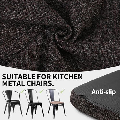 SINOSSO Memory Foam 14" Metal Chair Cushions 4 Pcs, Modern Interwoven Style Magnetic Chair Pads for Dining Kitchen Cafe Bistro Stackable Chair (U-Shape, Dark Brown, 4) - color: Dark Brown