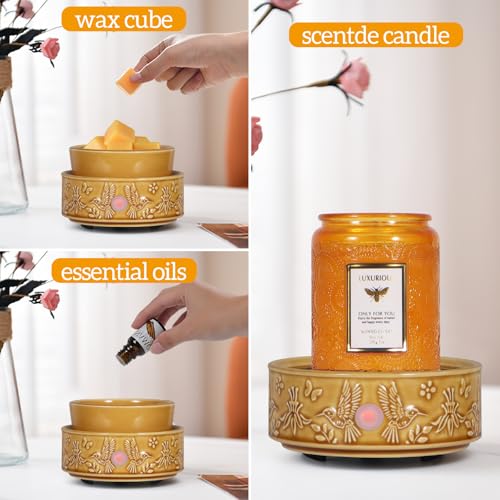 Hummingbird Wax Melt Warmer for Scented Wax 3-in-1 Ceramic Wax Warmer | Fragrances Candle Oils, Home Fragrance Burner,Electric Candle Warmer for Mom Women (Yellow) - color: Yellow Hummingbird