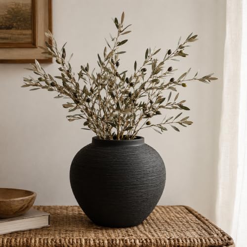 Black Vase, 8.3" Matte Black Ceramic Vase for Home Decor Centerpiece | Matte Black Ceramic Vase, Waterproof Wide-Mouth Design, for Flowers, Pampas Grass and Table Centerpieces - color: Matte Black, size: 8.3in